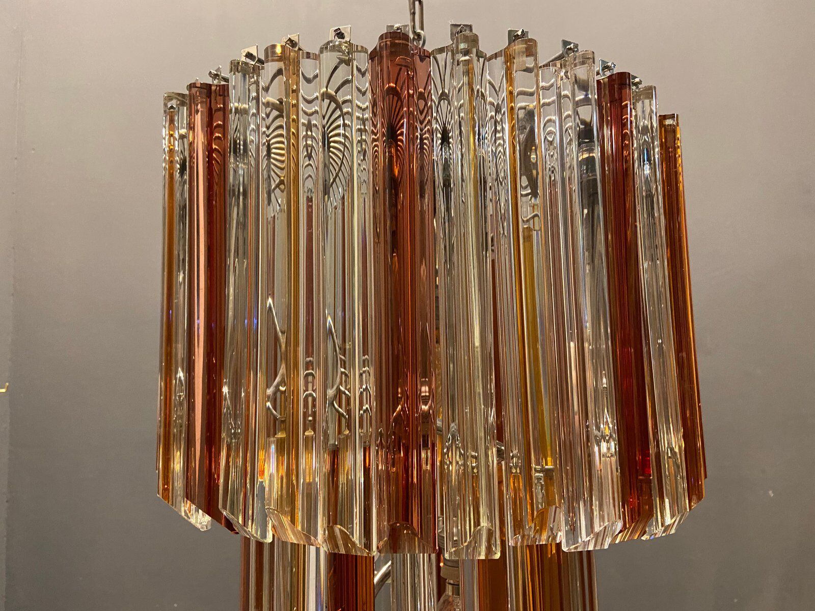 Italian Murano Glass Prism Spiral Chandelier