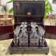 Antique liqueur set – Napoleon III style – 4 decanters + 15 glasses