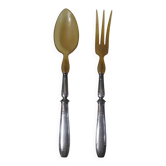 Couverts à salade en métal argenté 1er titre + coffret