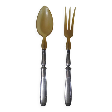 Silver metal salad cutlery 1st title + box