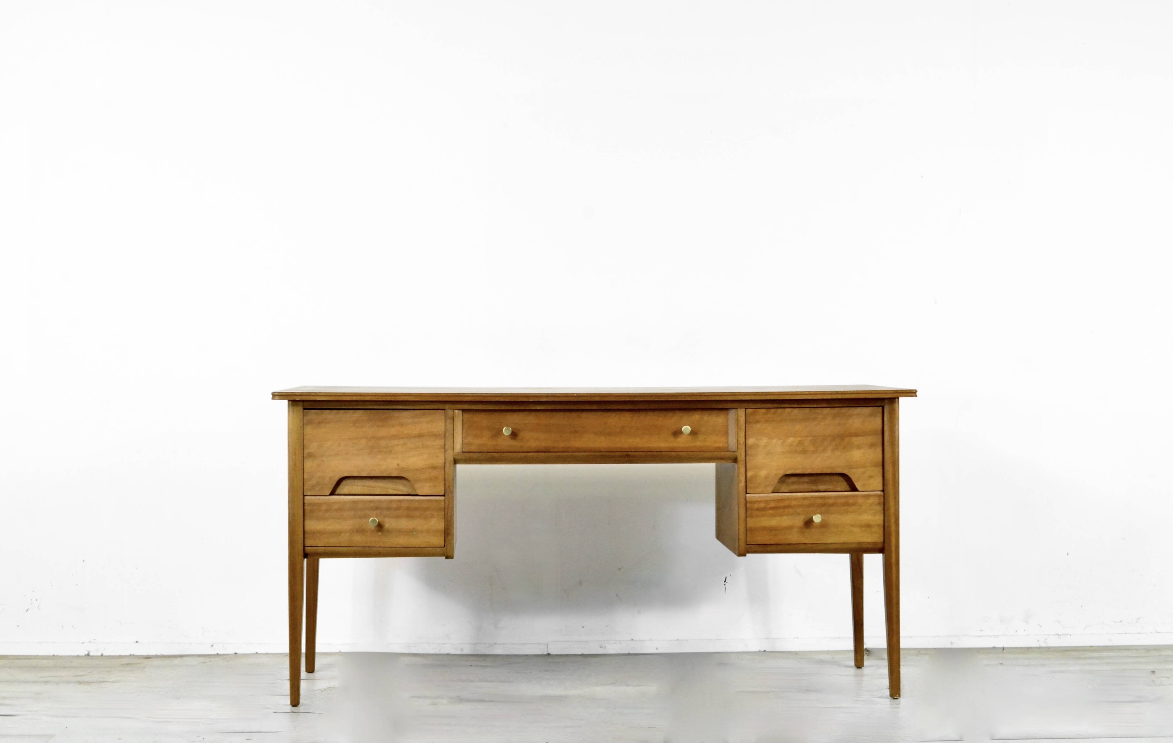 Midcentury A. Younger Walnut Desk. Unique Vintage Modern