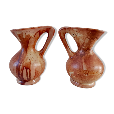 Duo de pichets en grès Vallauris vintage
