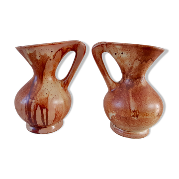 Duo pitchers in vintage Vallauris sandstone