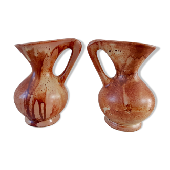 Duo pitchers in vintage Vallauris sandstone