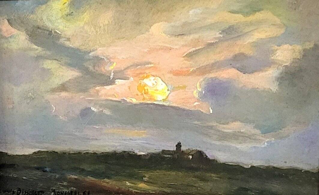 Louis Bissinger: Oil on Panel View of Monestel dated 1963