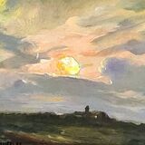 Louis Bissinger: Oil on Panel View of Monestel dated 1963