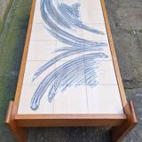 Table basse en pin et céramique