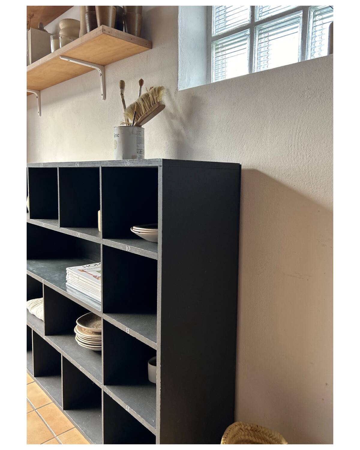 Craft furniture, painted wooden bookcase