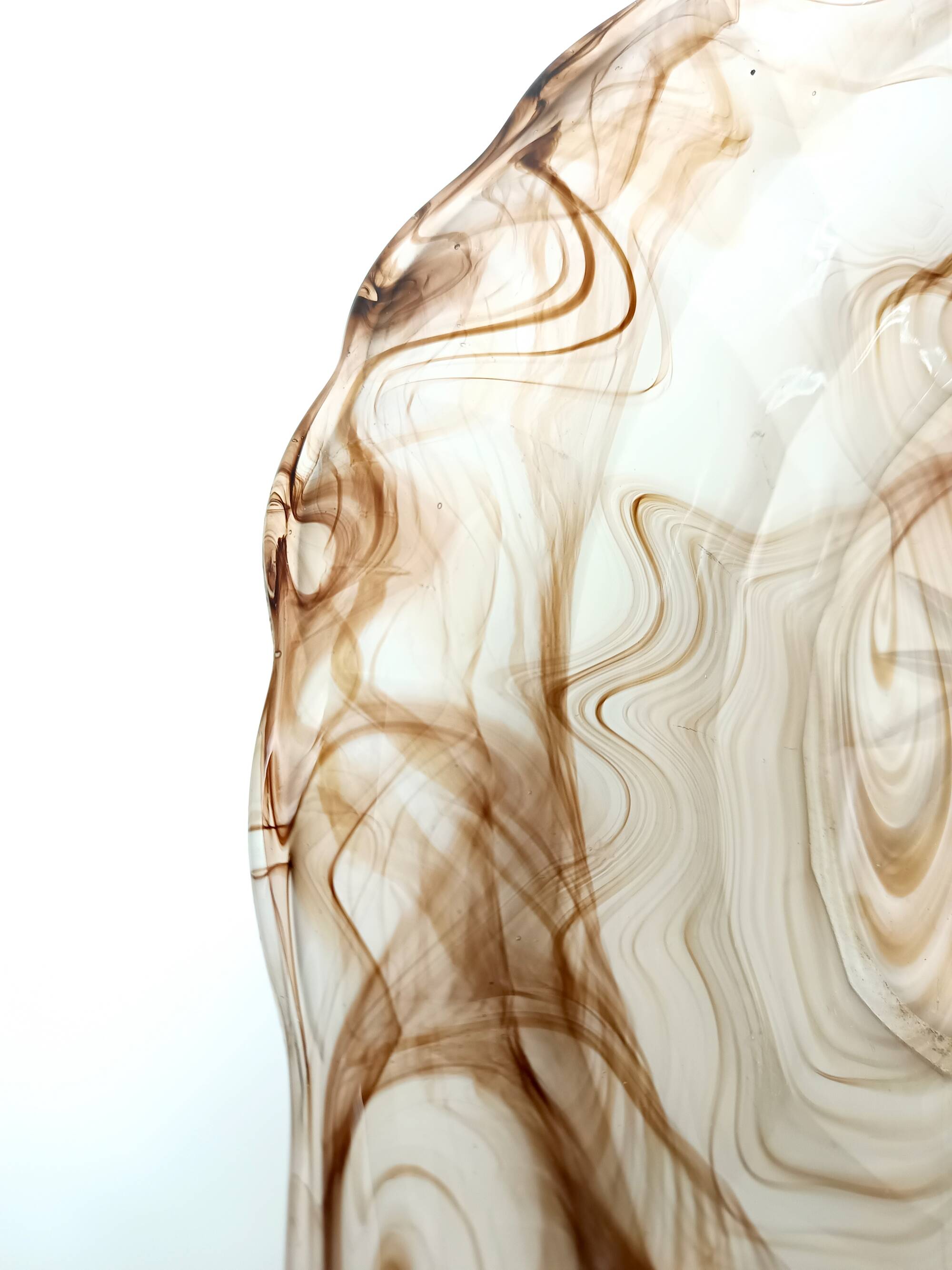 Sepia Cloud Glass Trinket Bowl or Centerpiece by George Davidson, United Kingdom