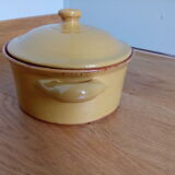 Pot with lid, ceramic soup maker enamelled with mustard yellow