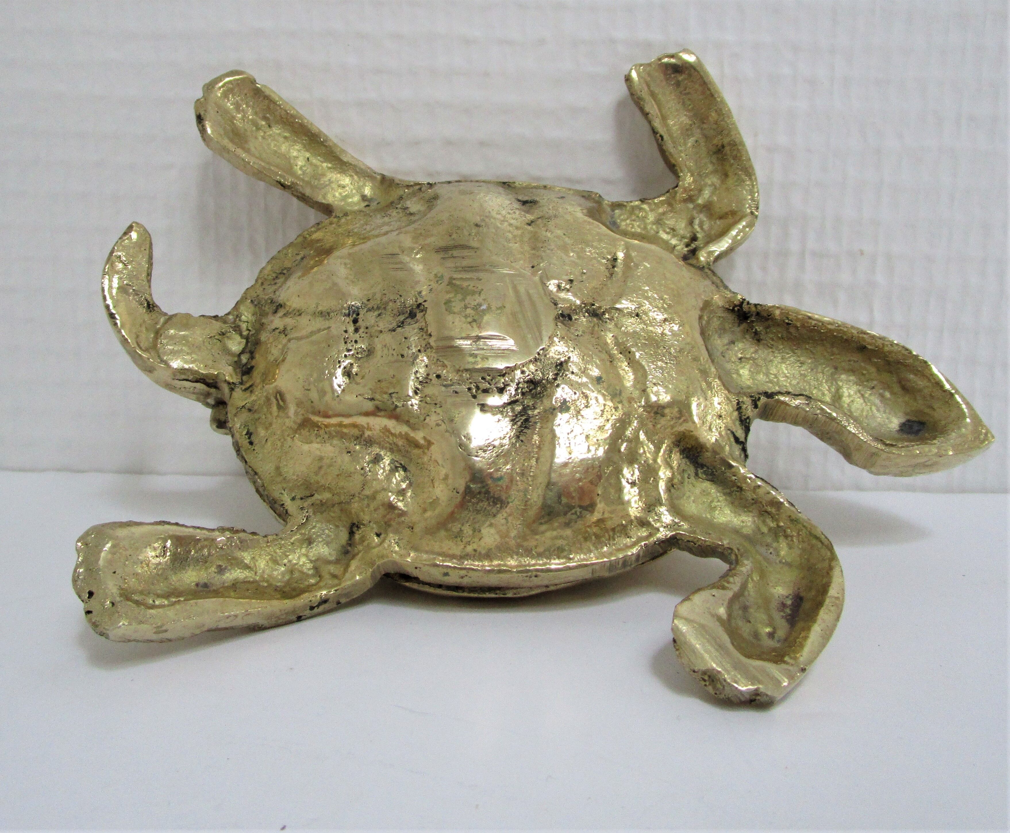 Zoomorphic turtle vintage brass ashtray