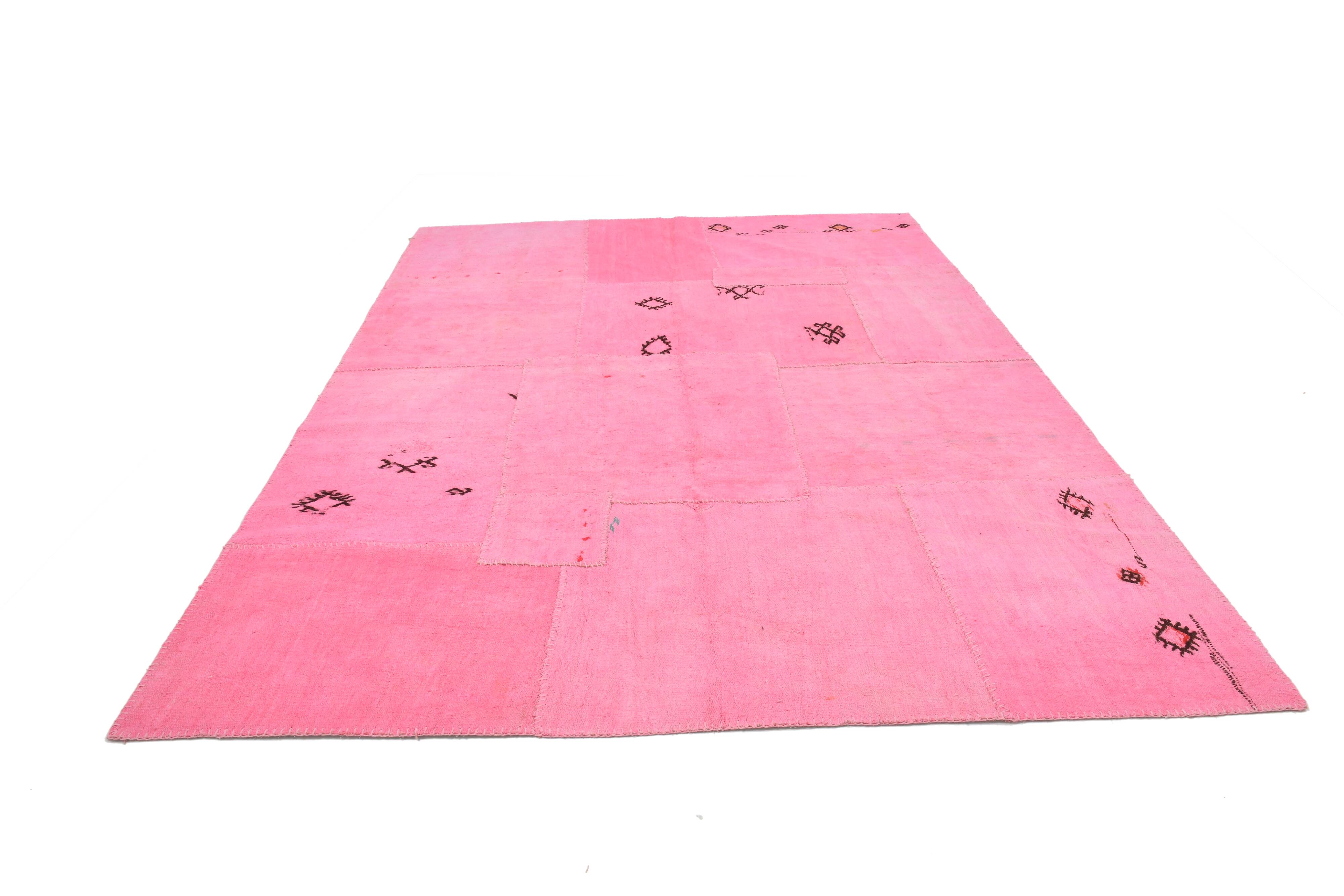 Tapis Kilim rose 7x10, 220x311 cm
