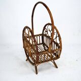 Italian Bamboo & Rattan Magazine Rack, 1950s