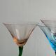 Set of 4 vintage green twisted stem cocktail glasses