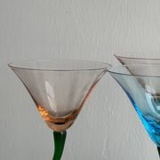 Set of 4 vintage green twisted stem cocktail glasses