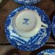 Japanese tea set consisting of 16 pieces in blue porcelain - floral motif
