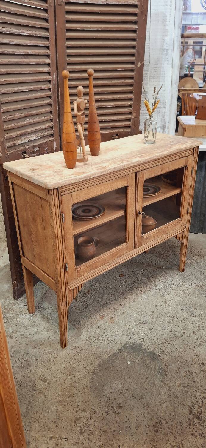 Old glass sideboard on legs