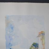 Ecole Française XXème siècle - D Martine - Vue d'une rue de village , Aquarelle