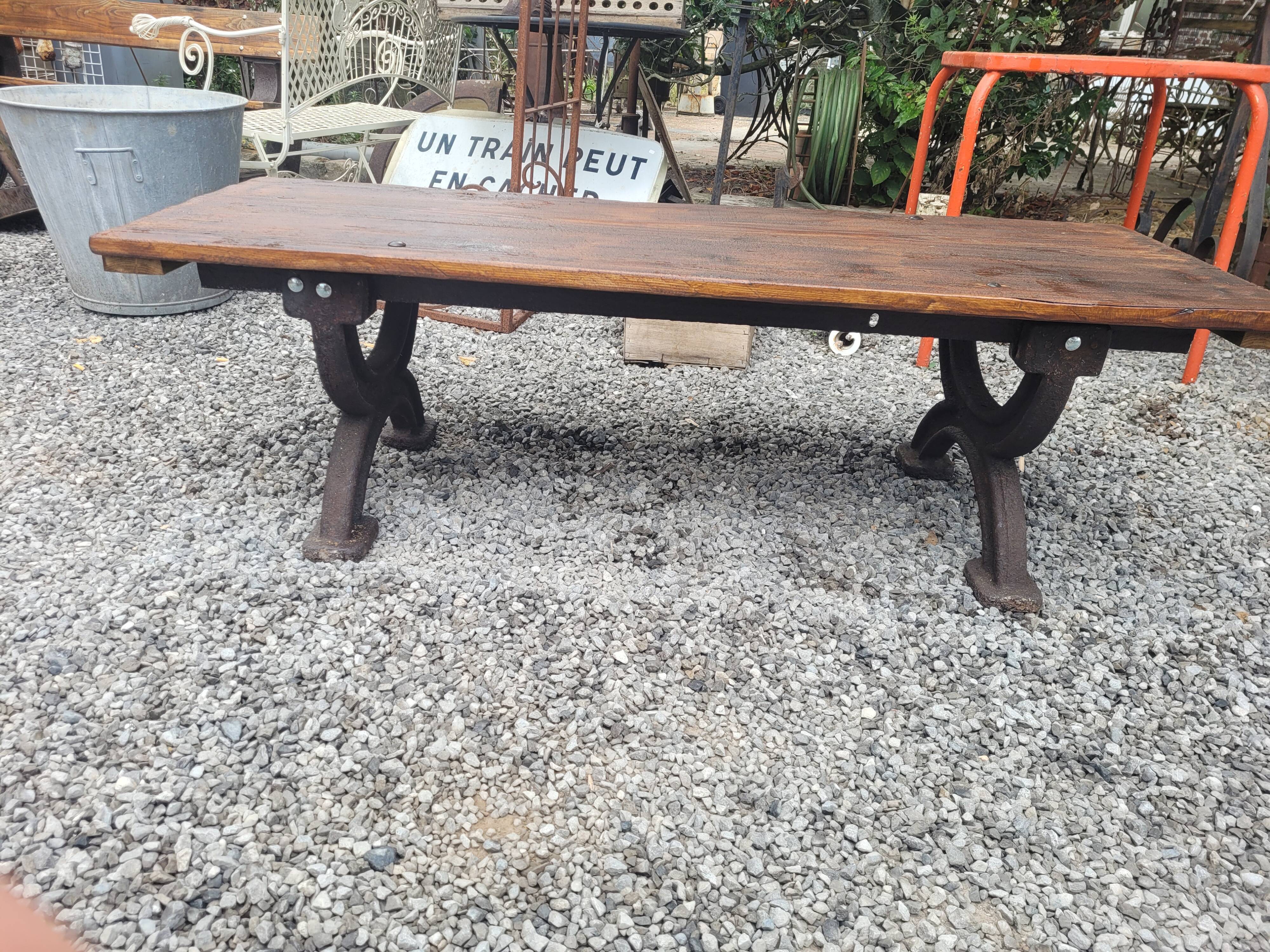 Bench or garden coffee table cast iron legs 150×56cms