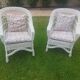 Rattan armchairs, white lacquered