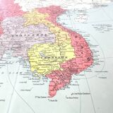 Old Indochina Asia map 43x43cm from 1950