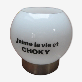 CHOKY, OPALINE AND ALUMINIUM ADVERTISING LAMP