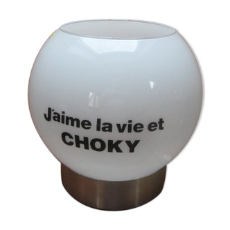 Lampe publicitaire choky opaline et aluminium