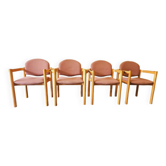 Set de 4 fauteuils bois courbé année 1980