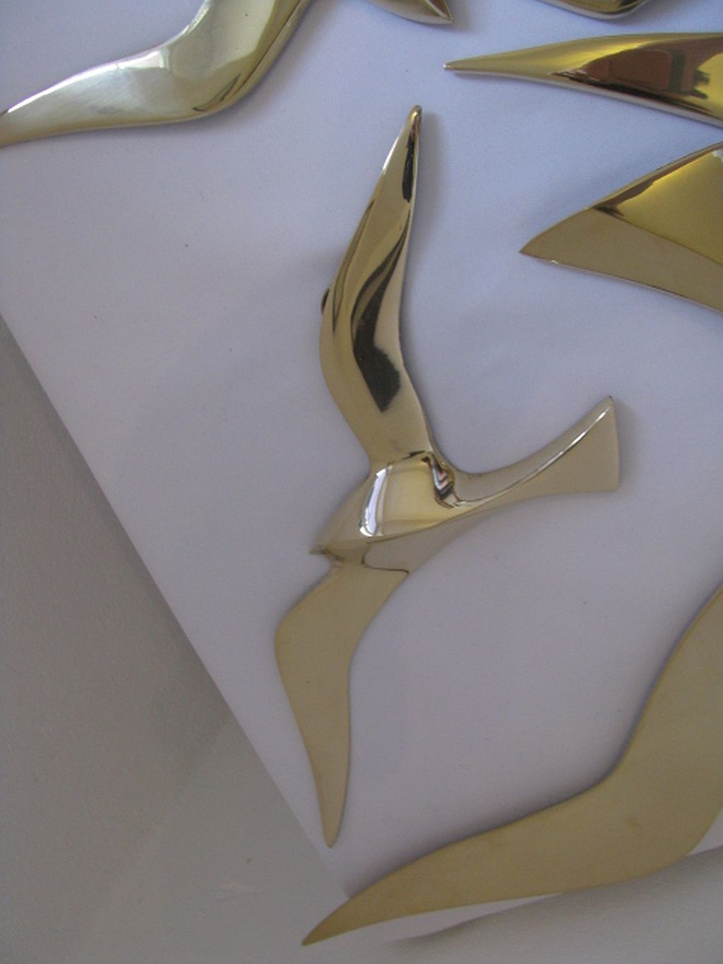 Wall Decoration Set 6 X Seagull / Swallow / Bird. Brass 70 / 80s