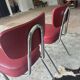2 vintage red faux leather chairs