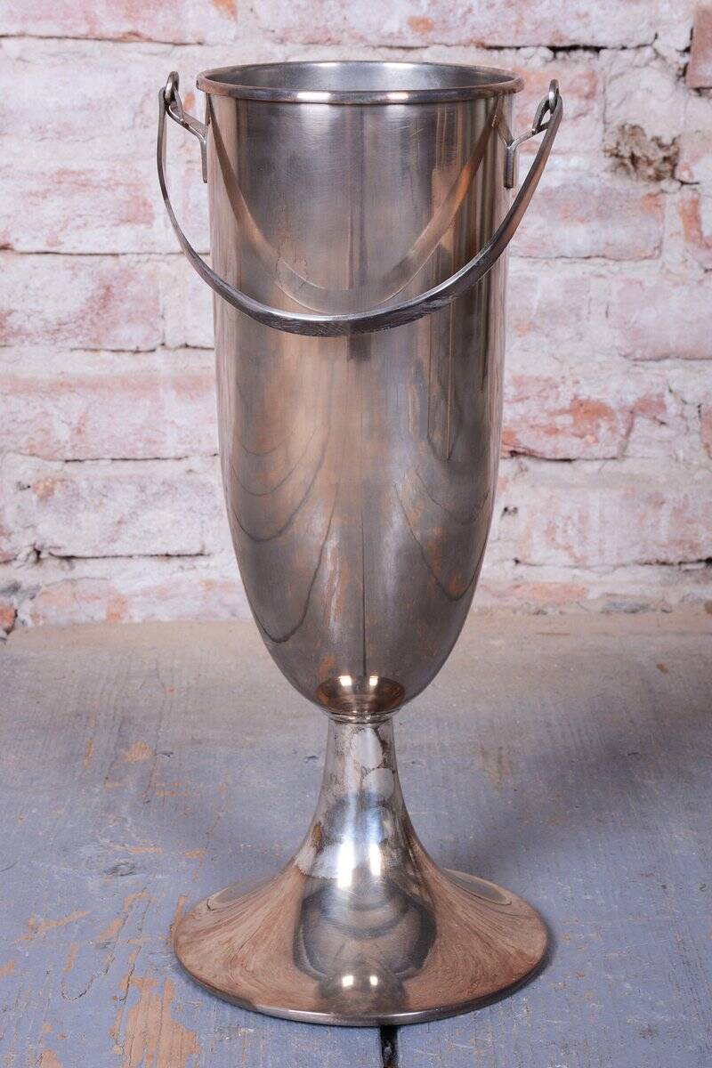 Art Deco Standing Champagne Cooler in Silver-Plated Metal, France, 1920s