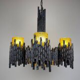Brutalist chandelier by Marcello Fantoni for Fantoni Studio, Florence, Italy, 1960s.