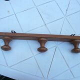 Wall mounted pine coat rack with 3 vintage hooks