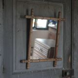 Bamboo imitation wood mirror, antique mirror, hanging mirror