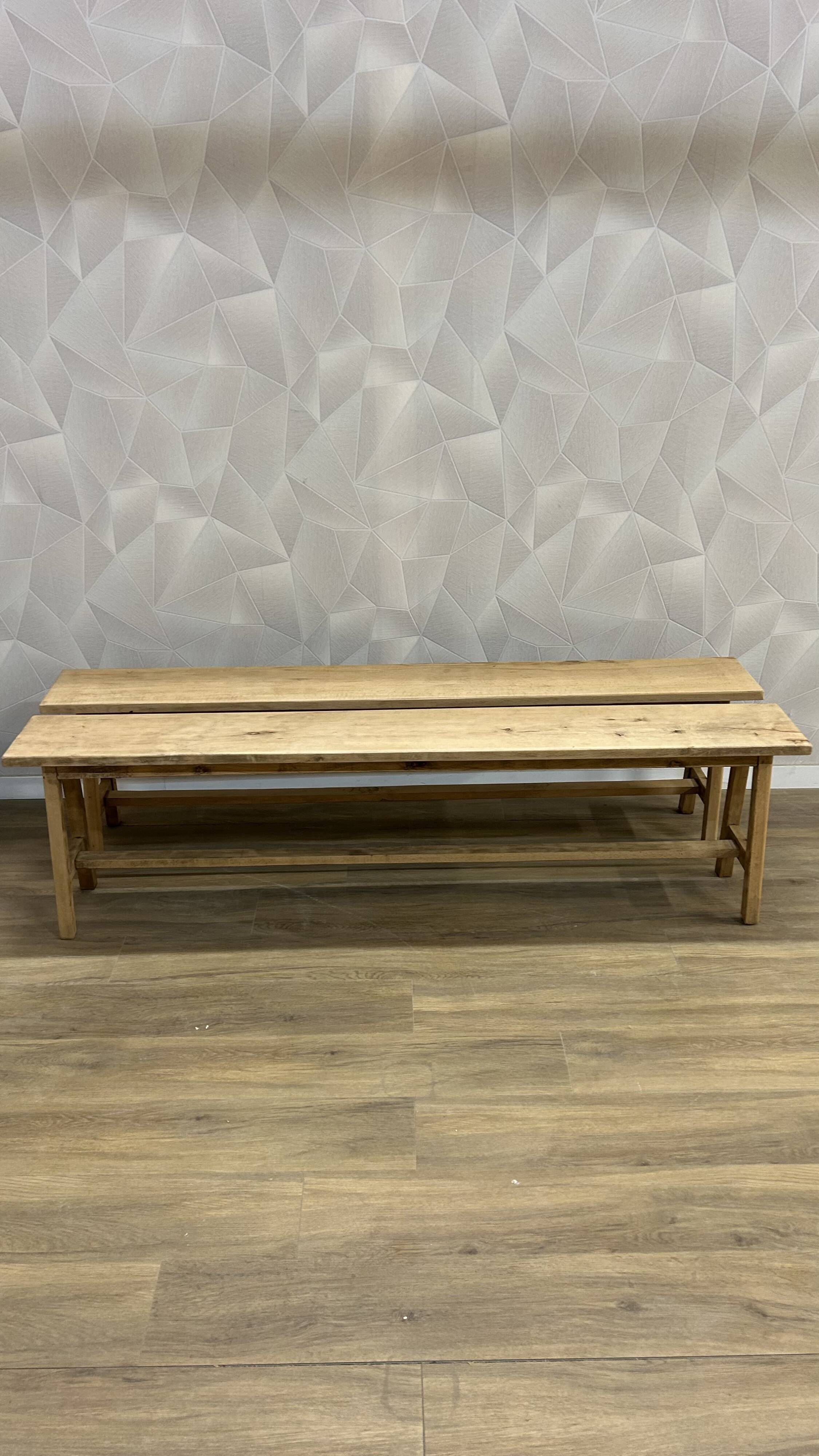 Pair of solid wood farmhouse benches (alder)