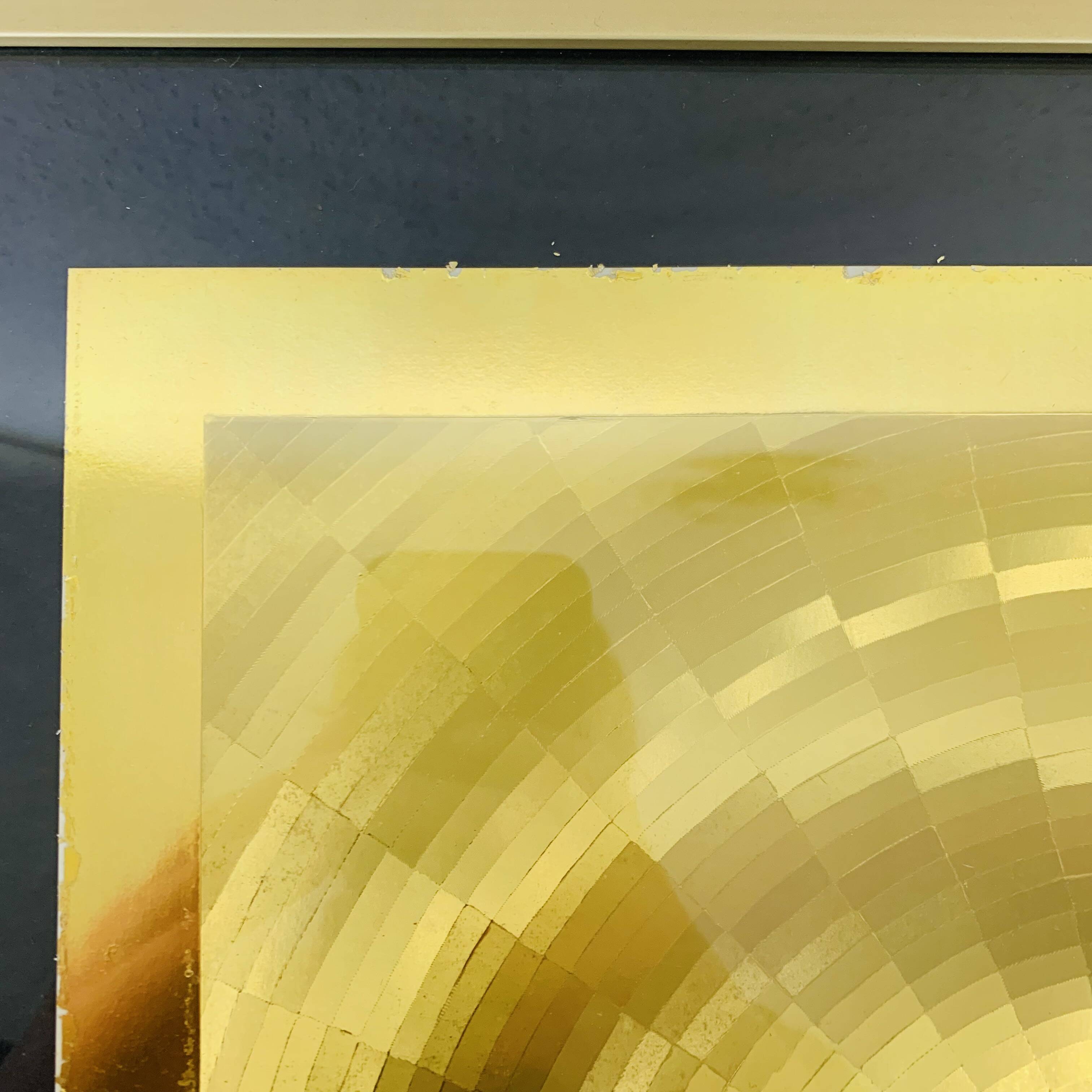 Tableau holographique 70's doré