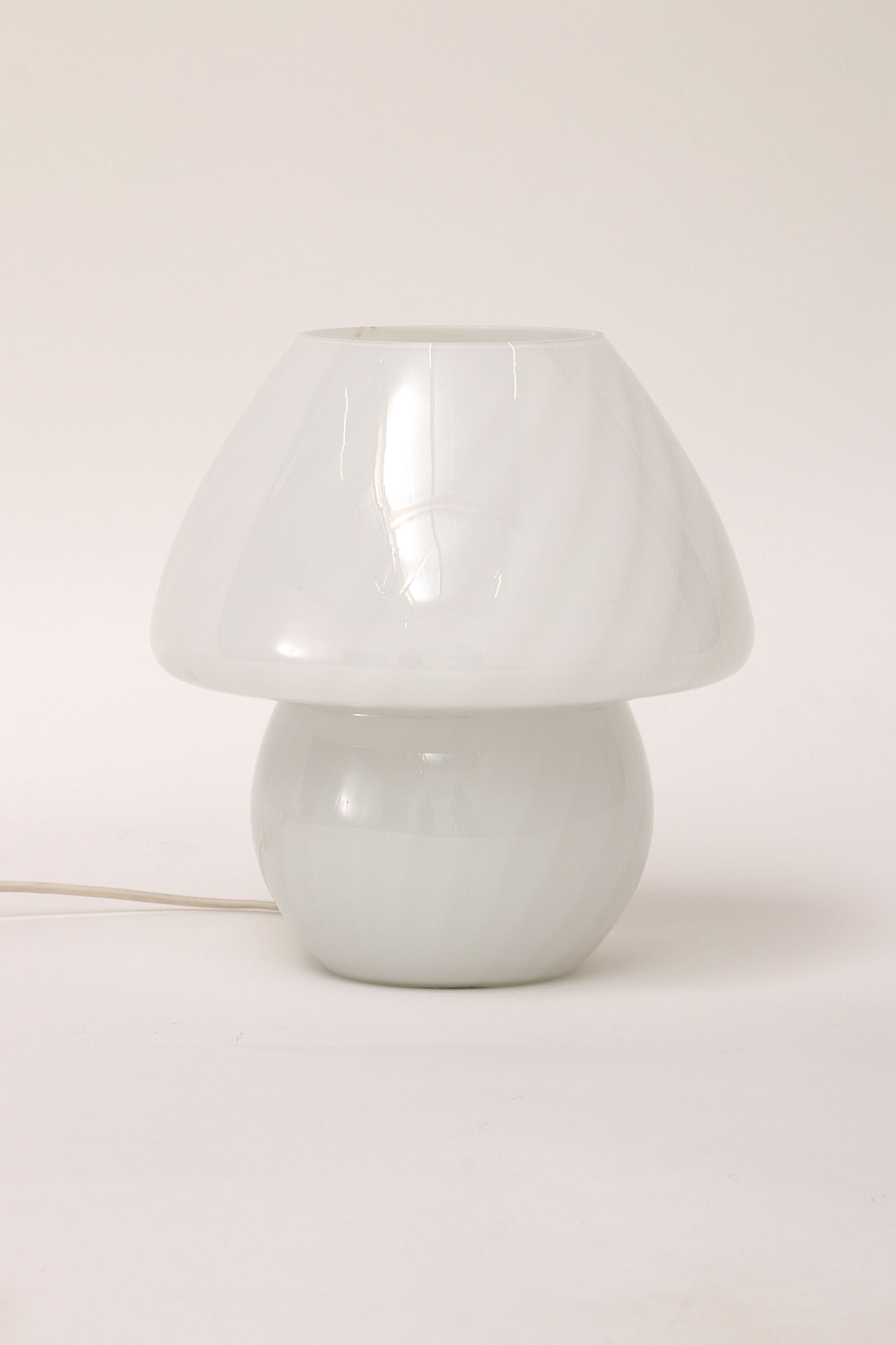 Vintage white mushroom lamp by Glashutte, 1960 Germany.