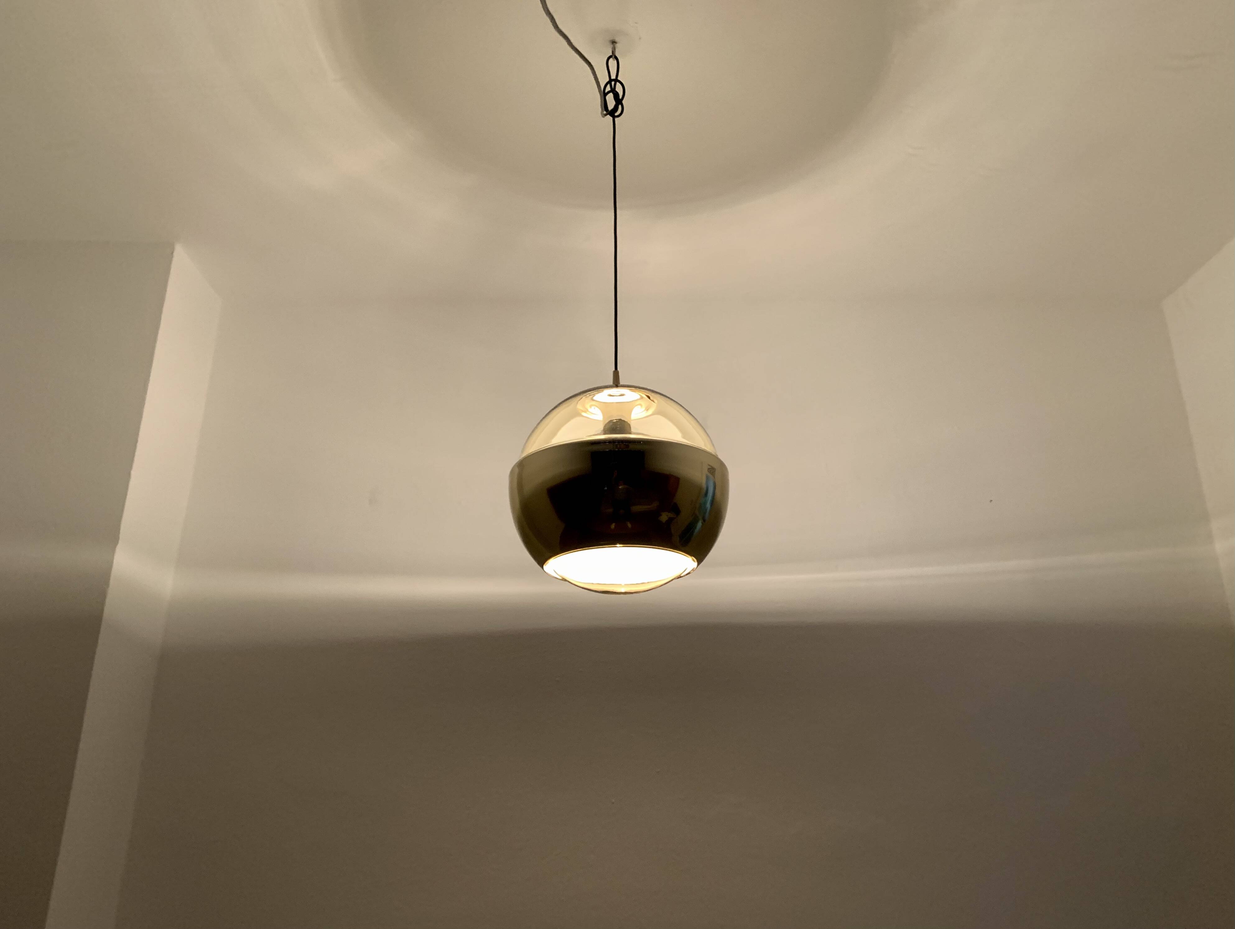 Golden Space Age Glass Pendant Lamp by Peill and Putzler