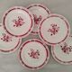 Service cake pie flat plates porcelain opaque badonviller rose bordeaux vintage