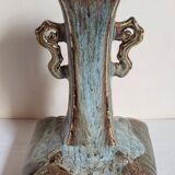 Vase soliflore bouteille chinoise à l'émail flambé
