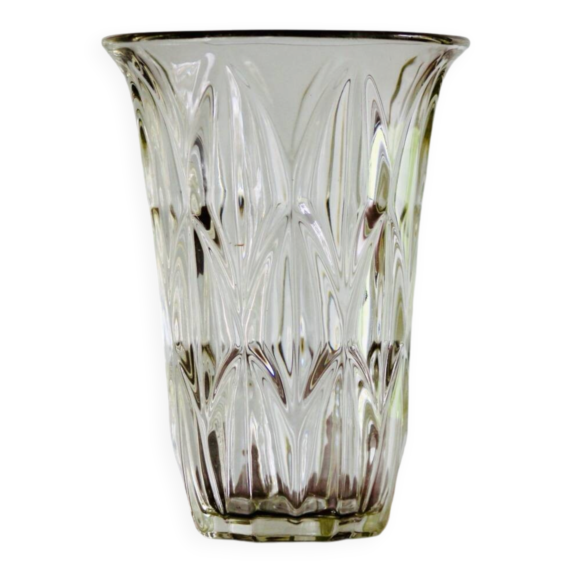 Pressed glass vase - Leaf pattern