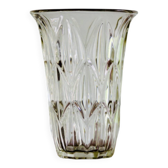 Vase en verre pressé - Motif feuillage