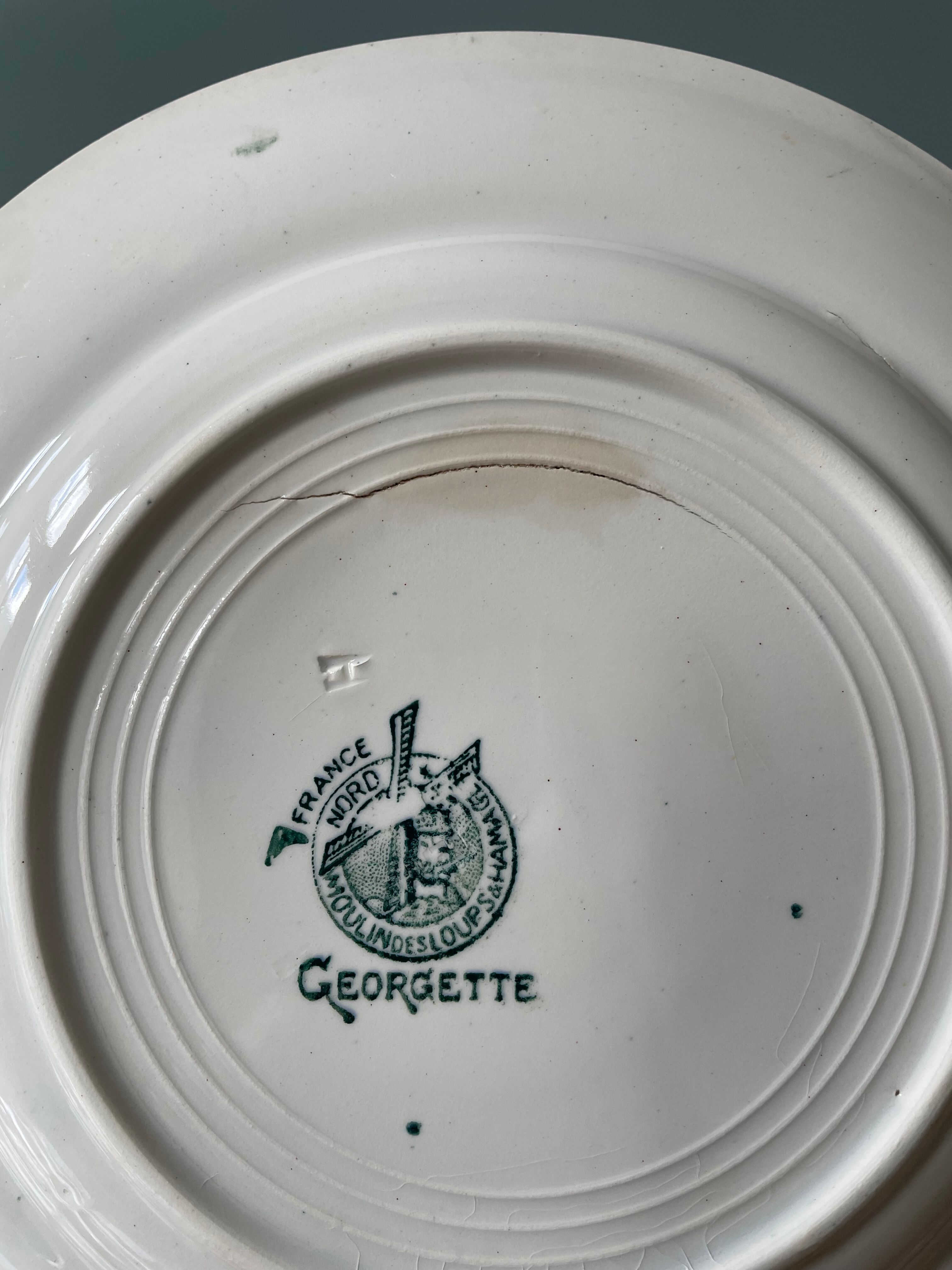 Set of 9 flat plates georgette Moulin des Loups & Hamage collection