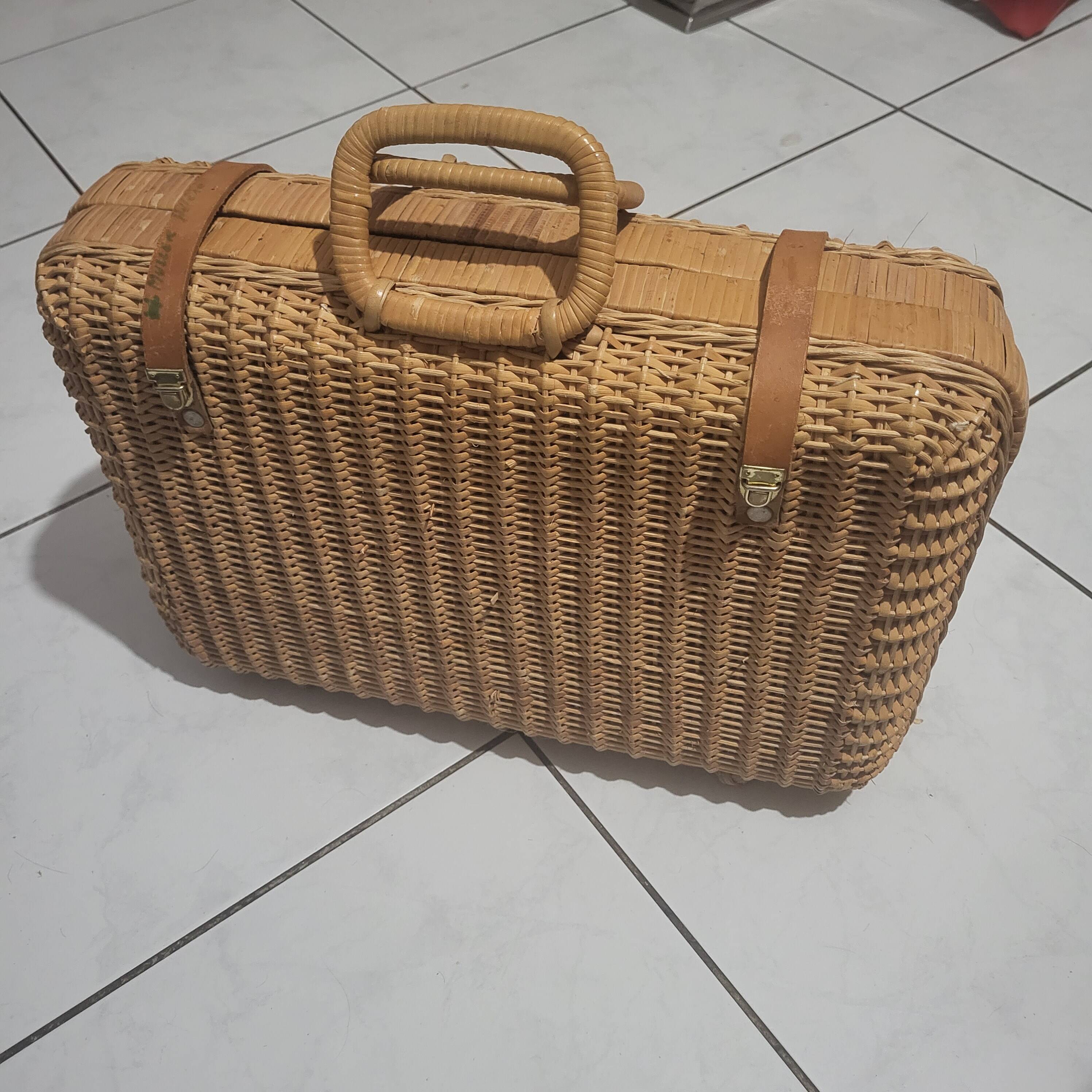 Rattan and wicker suitcase