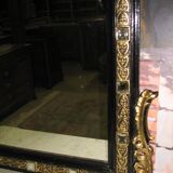 Miroir Napoléon III noir et doré XIXe 115x86cm
