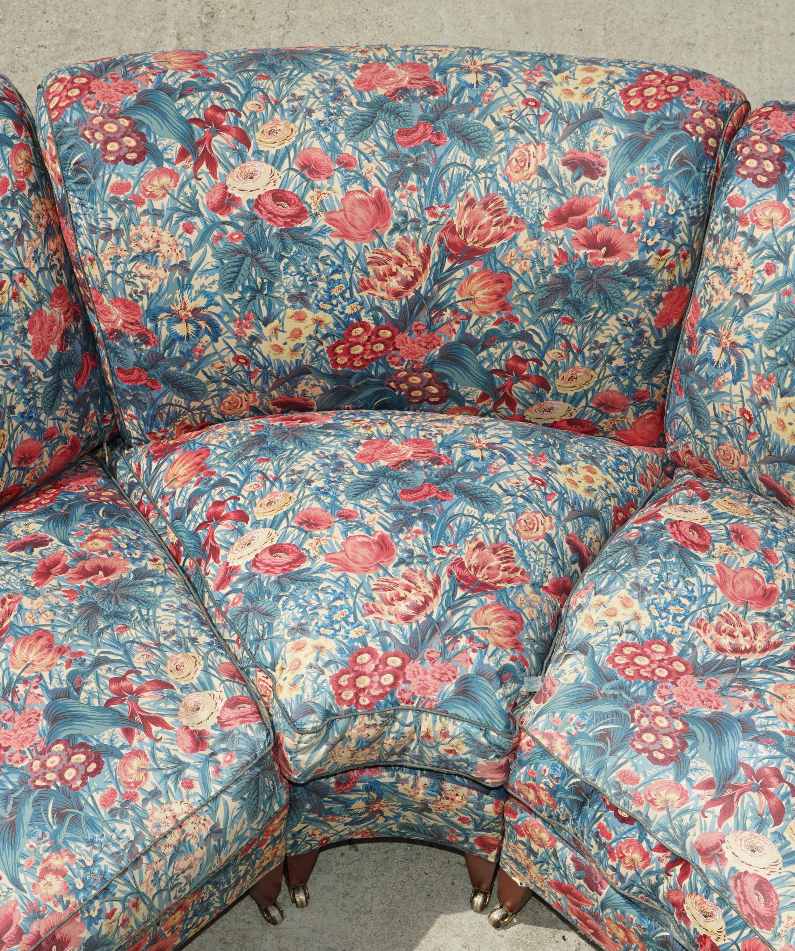 Vintage Howard & Son's London Bridgewater 5-seater fabric corner sofa.