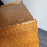 Wooden chest of drawers and vintage rattan