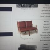 Danish 2-seater sofa in mahogany and cane by Ole Wanscher, 1960.