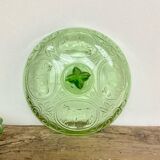 Green glass butter dish