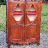 Library in solid oak and walnut, late 19th century